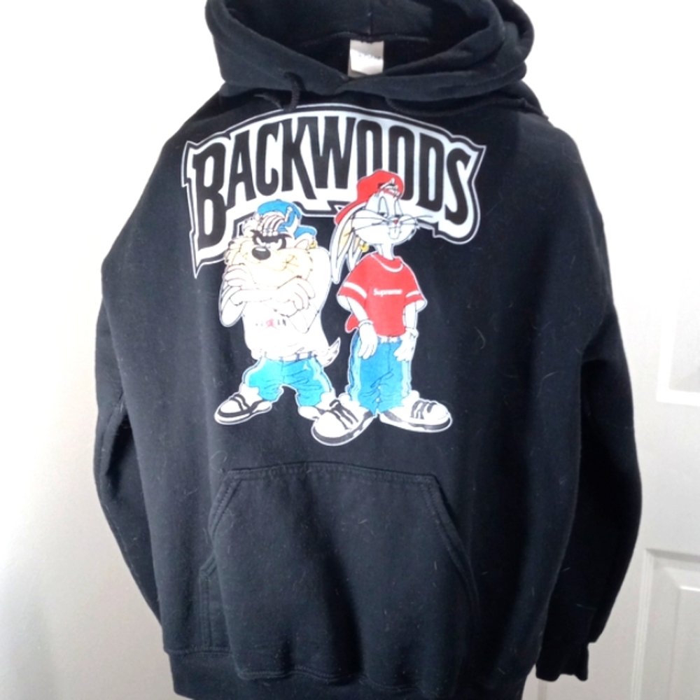 Sweatshirt Unisex black hooded cartoon characters